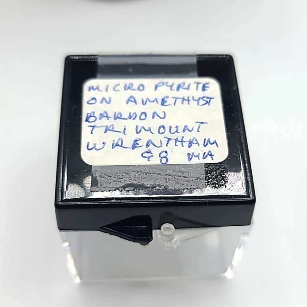 Old Stock Unique Phantom Amethyst & Micro Pyrite Thumbnail Mineral Specimen